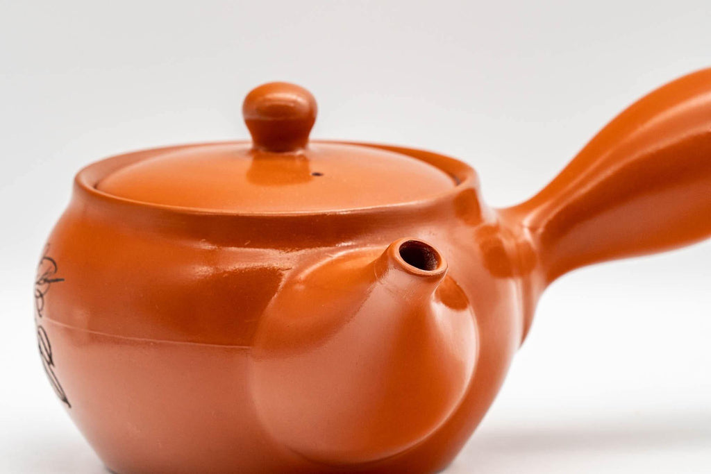 Japanese Kyusu - Floral Engraved Tokoname-yaki Teapot - 350ml