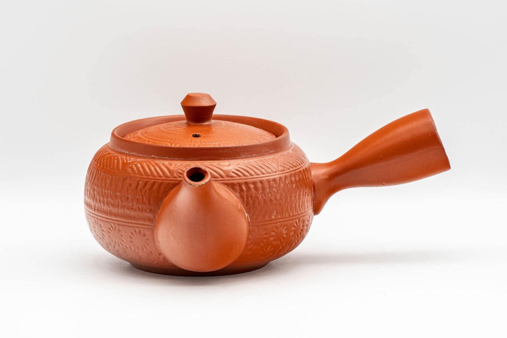 Japanese Kyusu - Floral Geometric Tokoname-yaki Teapot - 350ml