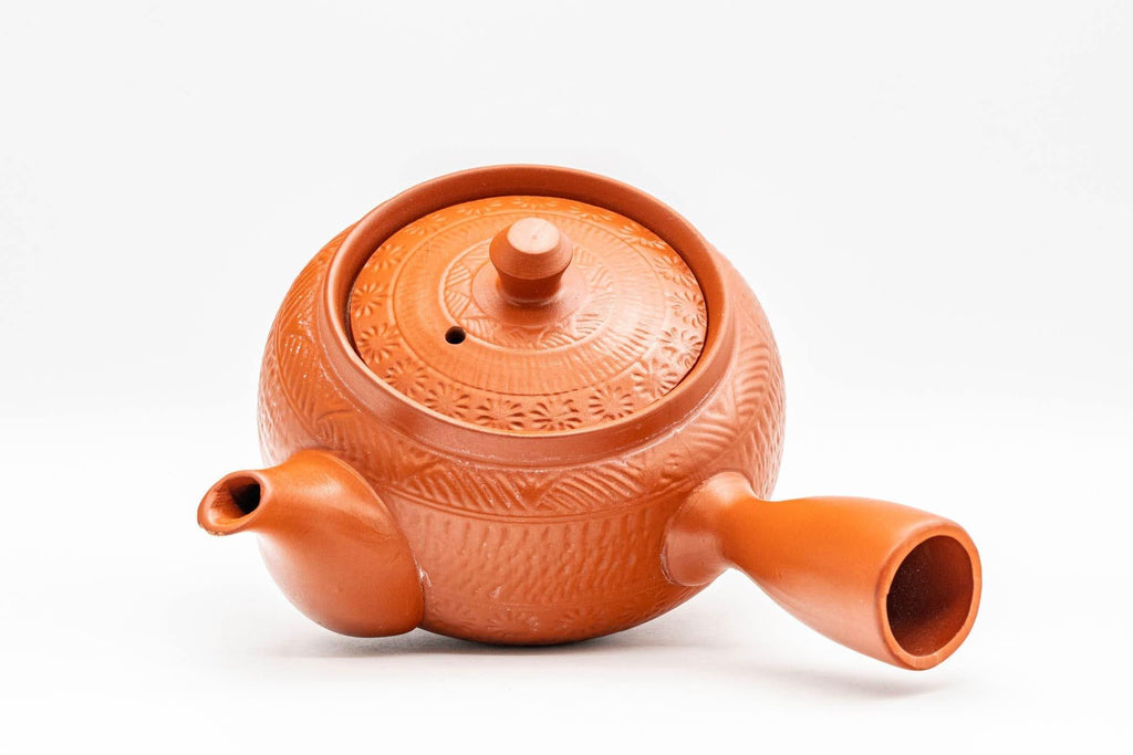 Japanese Kyusu - Floral Geometric Tokoname-yaki Teapot - 350ml