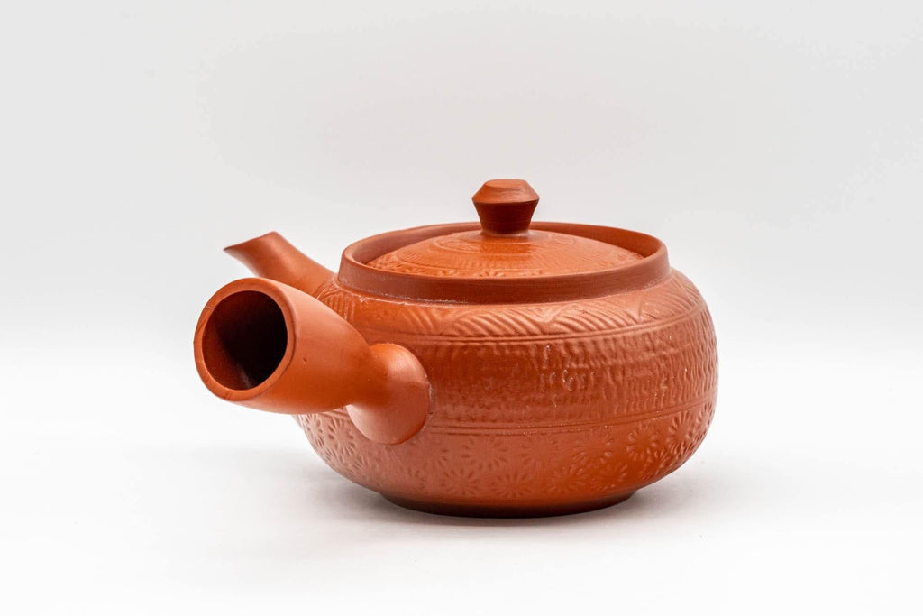 Japanese Kyusu - Floral Geometric Tokoname-yaki Teapot - 350ml