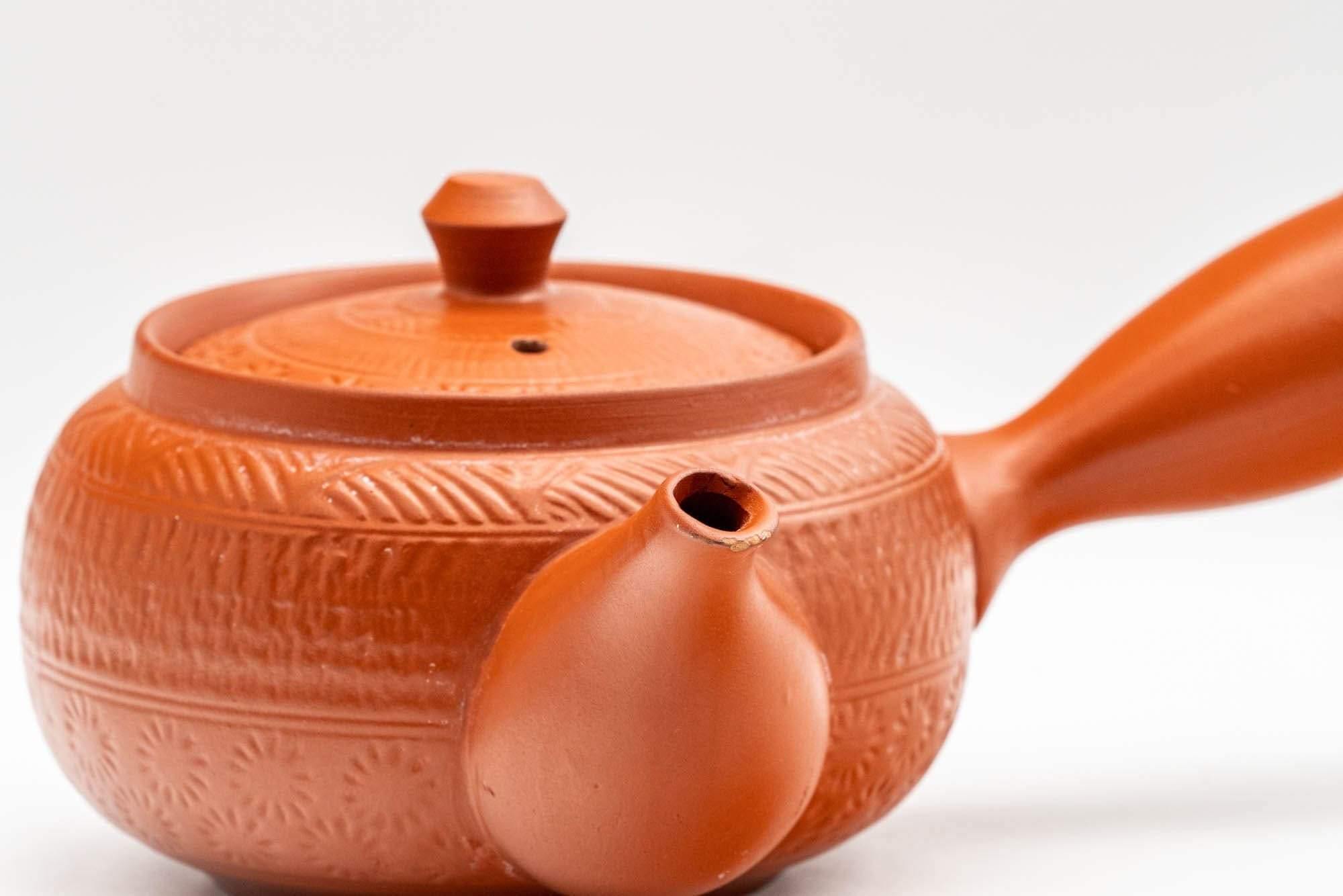 Japanese Kyusu - Floral Geometric Tokoname-yaki Teapot - 350ml