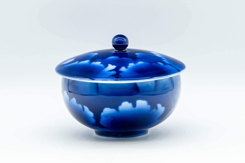 Japanese Teacup - Blue Floral Lidded Yunomi - 150ml