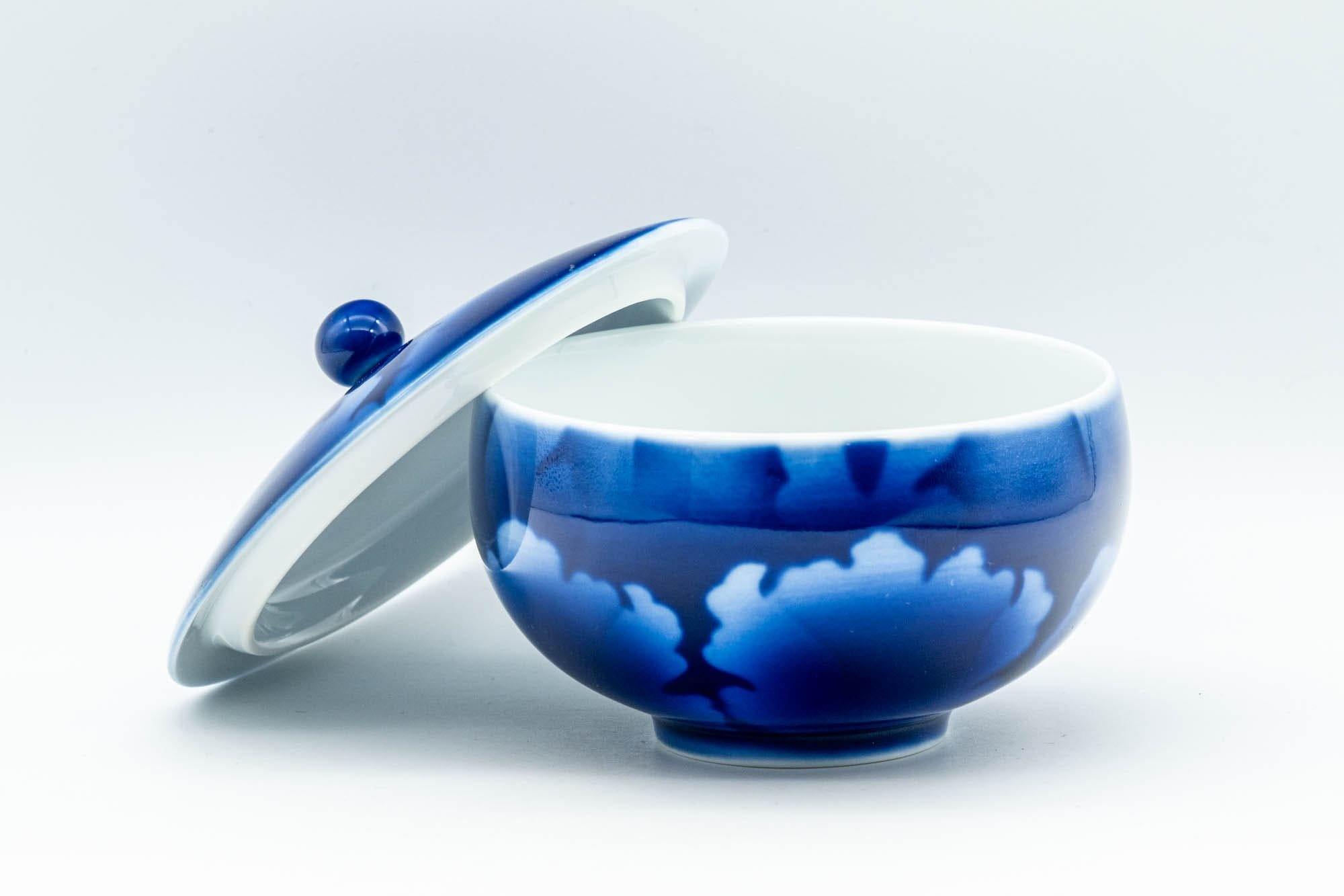 Japanese Teacup - Blue Floral Lidded Yunomi - 150ml