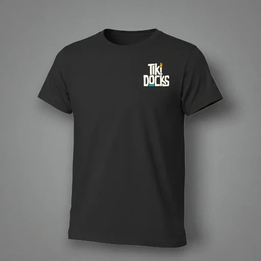 Tiki Docks - Collage, Mosaic Unisex Tee Shirt in Black