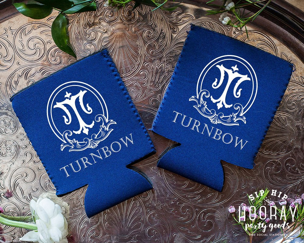 Initial Monogram Neoprene Wedding Can Coolers, # 1816