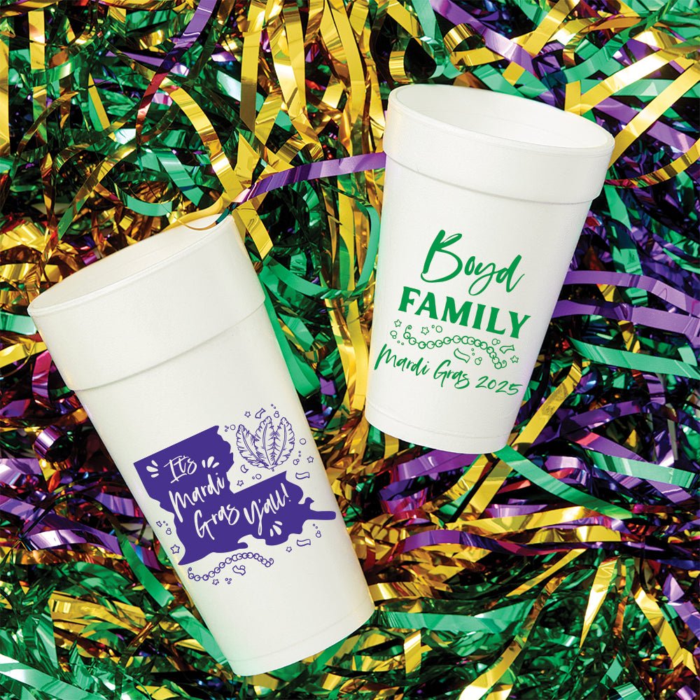 It's Mardi Gras Y'all Foam Cups