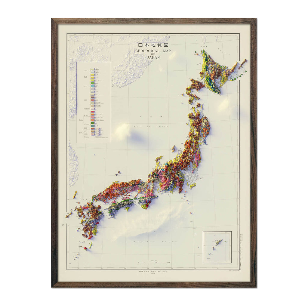 Japan 1956 Shaded Relief Map - No Frame