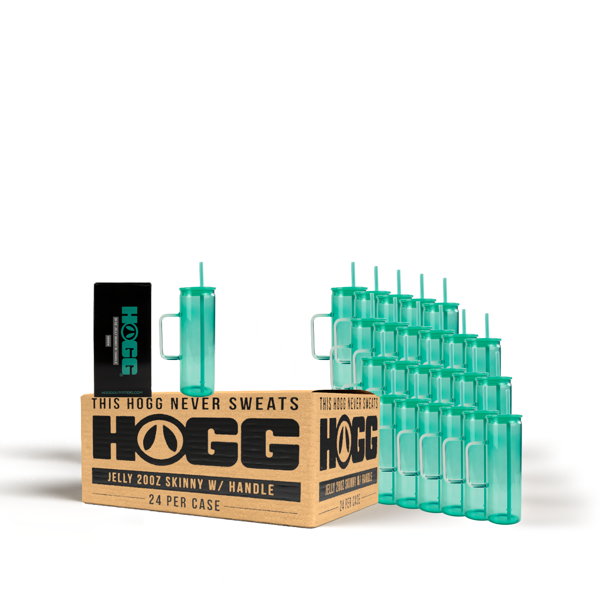 Jelly 20oz Skinny W/ Handle Case (24 Units) - Green