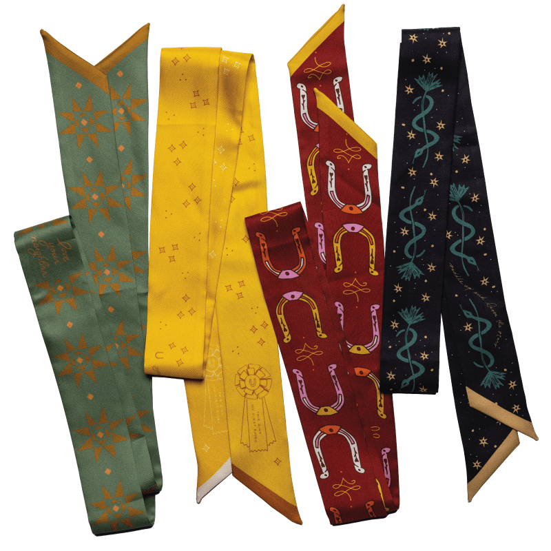 Jenni Earle “Giddy Up” Silk Twilly | Hand-Illustrated