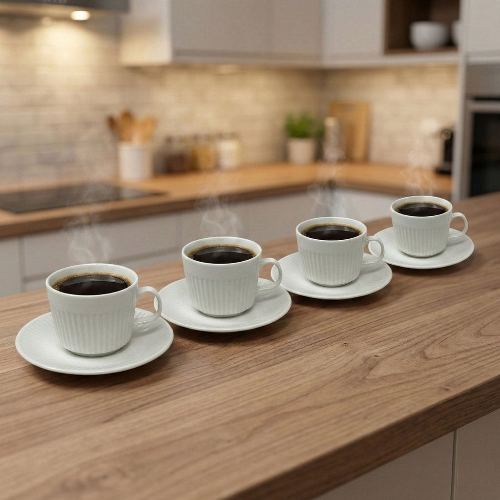 Johnson Brothers Athena White Cup & Saucer - Set of 4