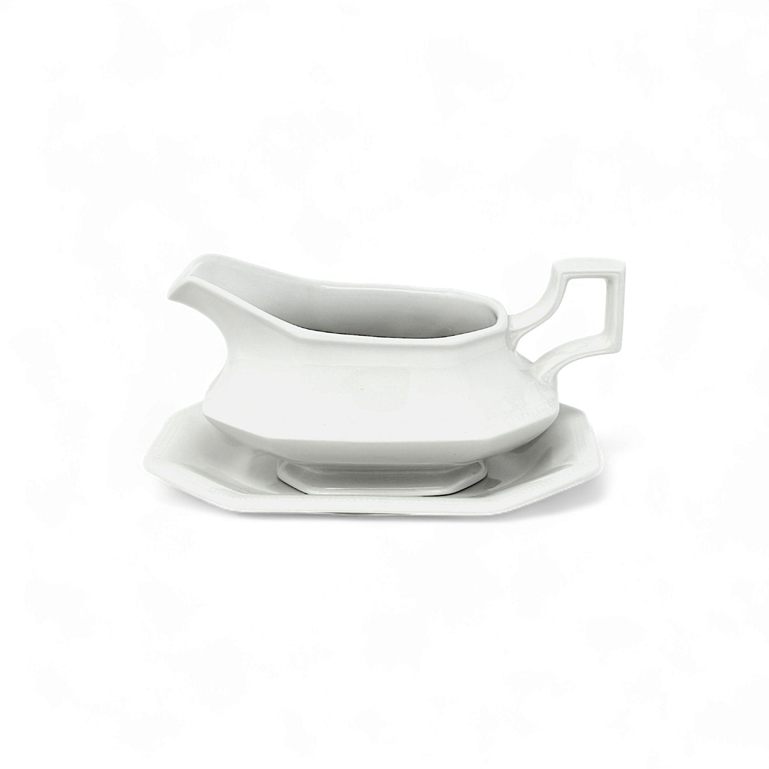 JOHNSON BROTHERS HERITAGE WHITE GRAVY BOAT & STAND