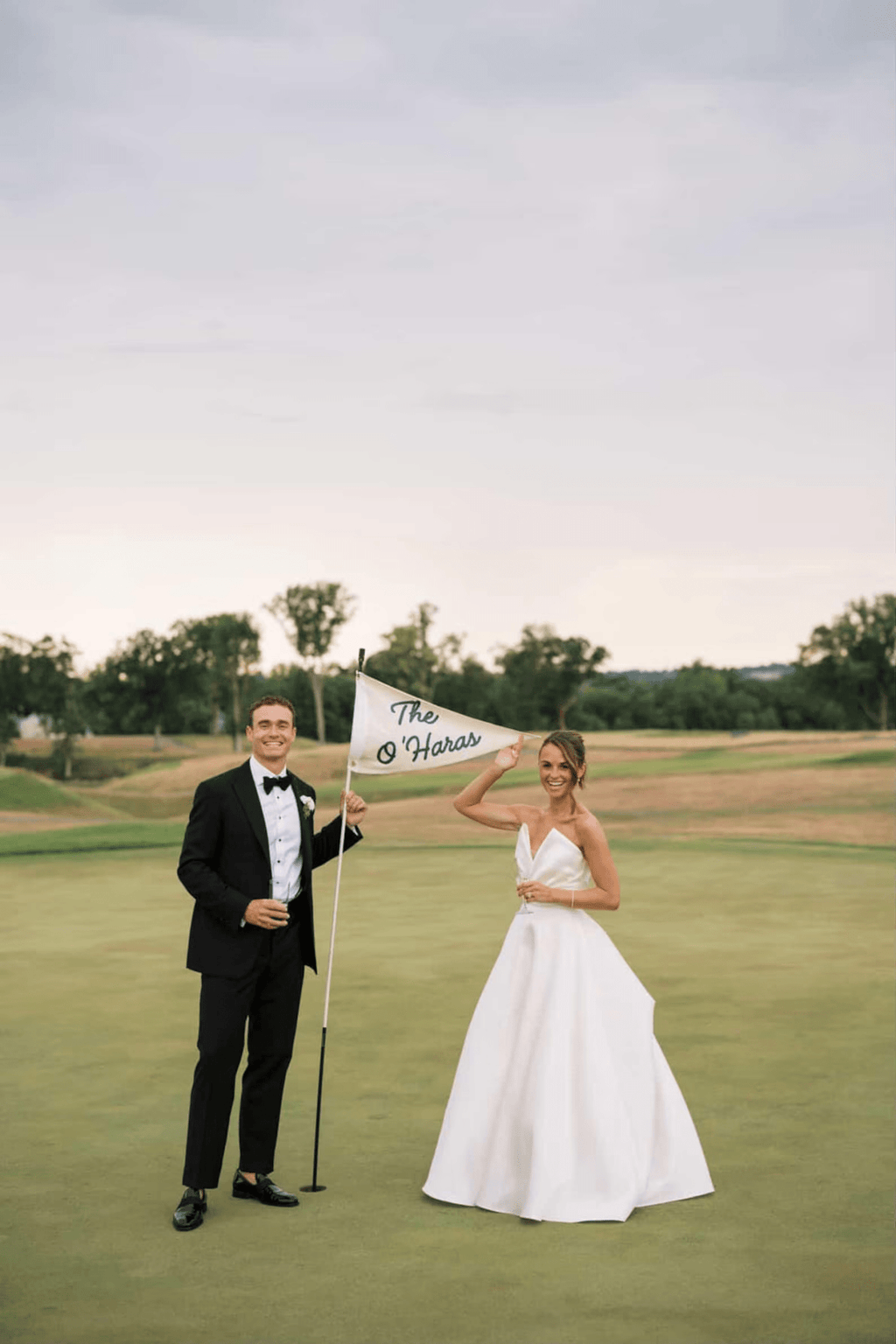 Last Name Embroidered Golf Pennant Wedding Flag