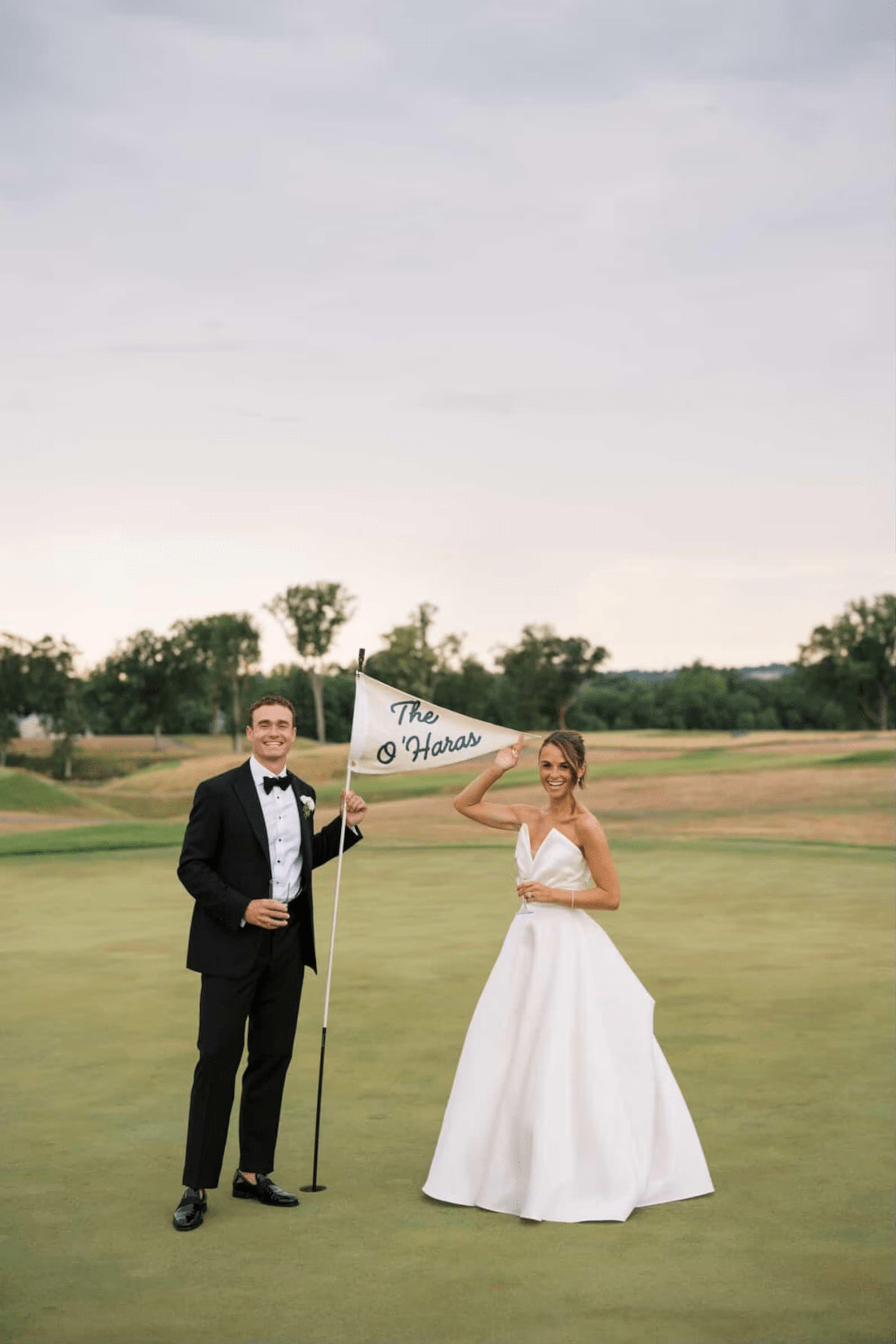 Last Name Wedding Golf Pennant Flag