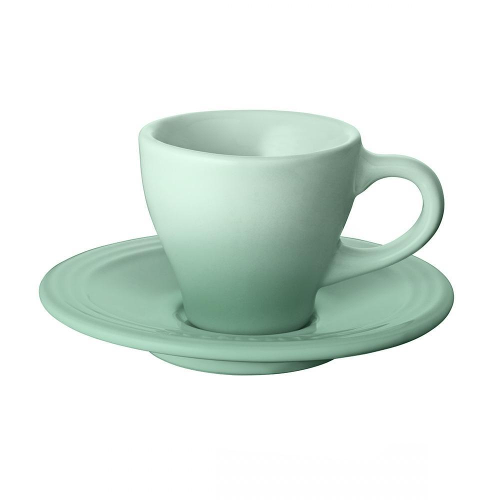 Le Creuset Stoneware Sage Espresso Cup and Saucer - Set of 2