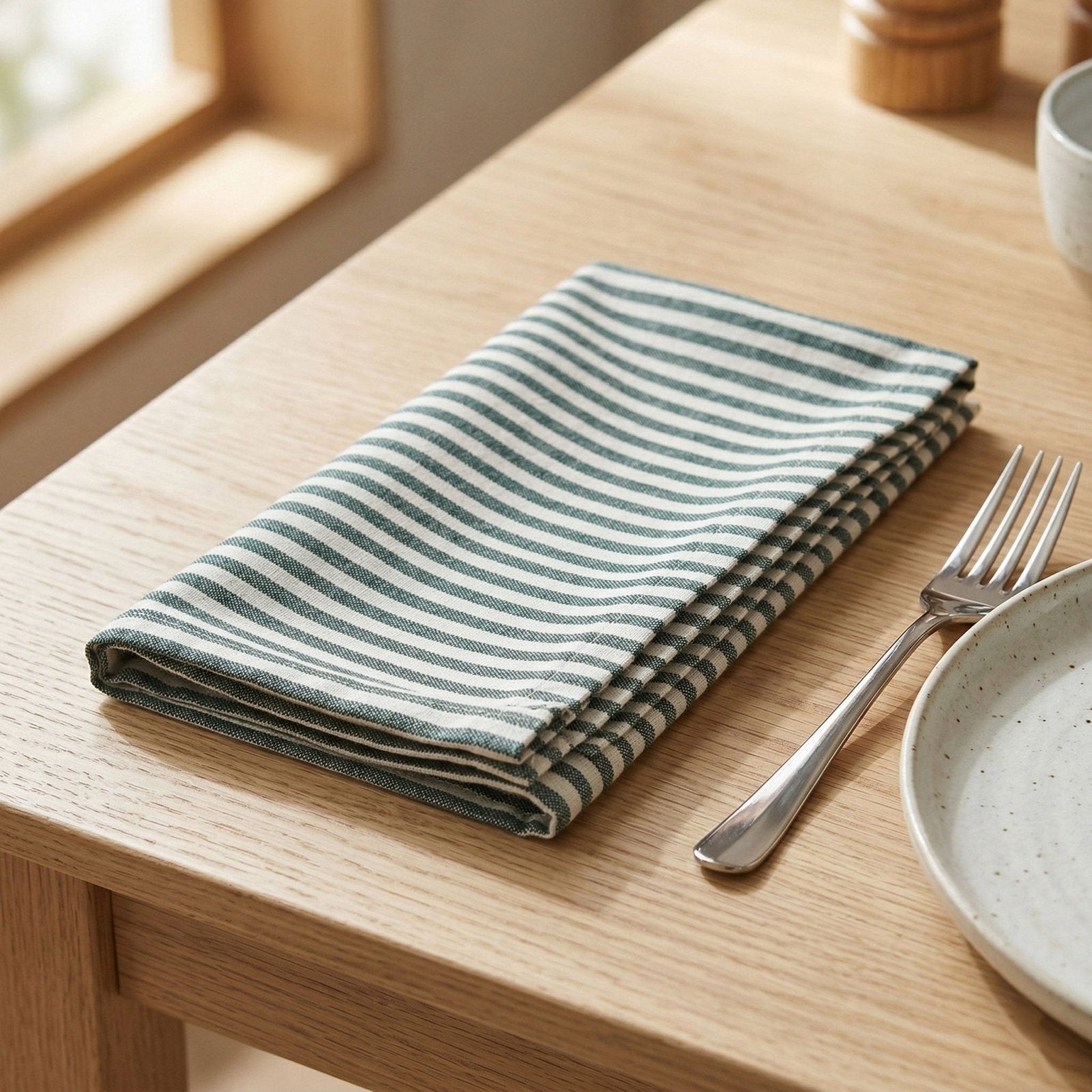 Lemon Tree Green Stripe Cloth Napkin - Set of 4