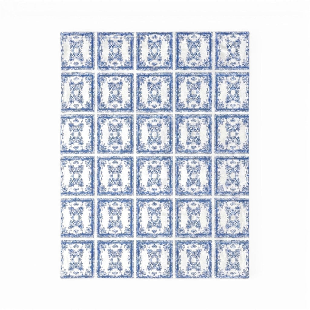 Lemon Tree Stone Washed Cotton Reversible Throw Blanket - Blue