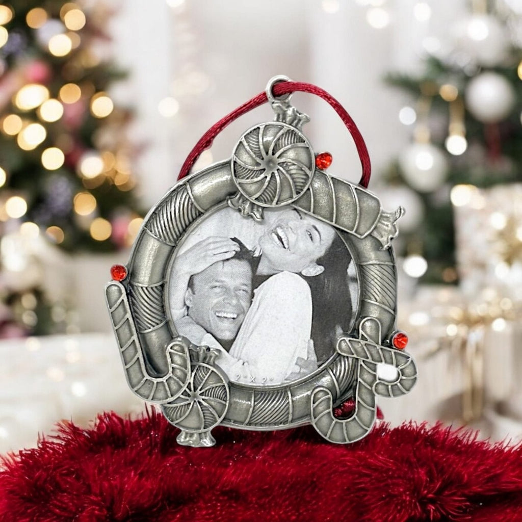 Lemontree Pewter Photo Frame Candy Cane Ornament