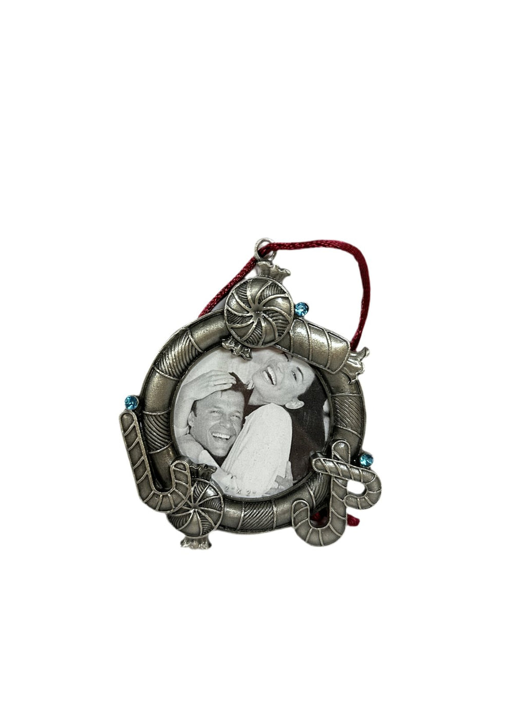 Lemontree Pewter Photo Frame Candy Cane Ornament