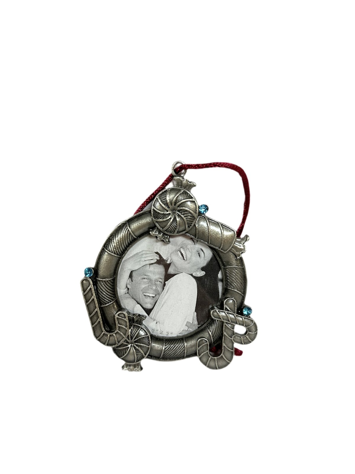 Lemontree Pewter Photo Frame Candy Cane Ornament