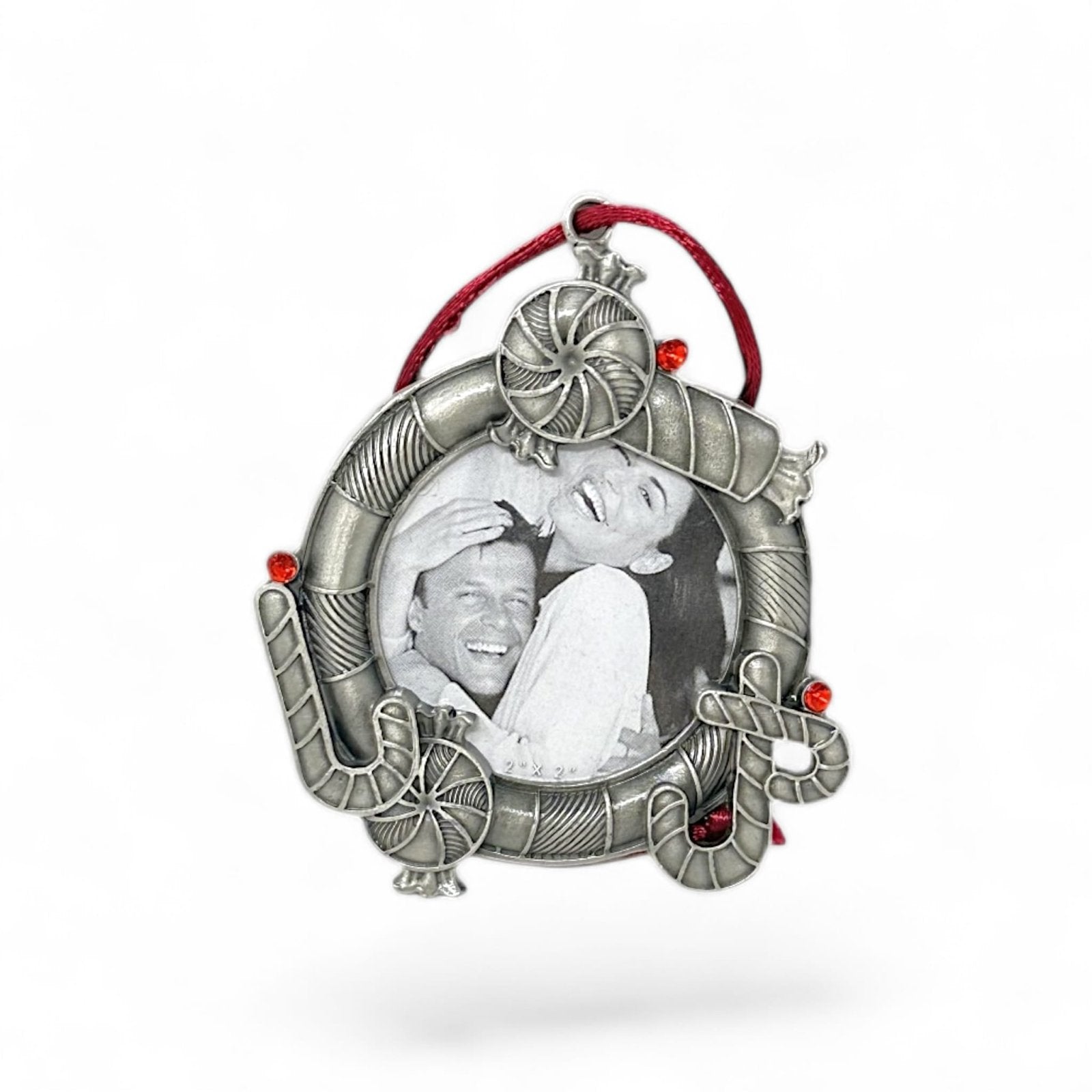 Lemontree Pewter Photo Frame Candy Cane Ornament