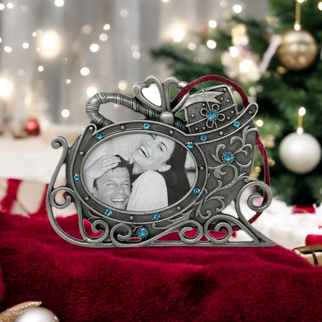 Lemontree Pewter Photo Frame Sleigh Ornament