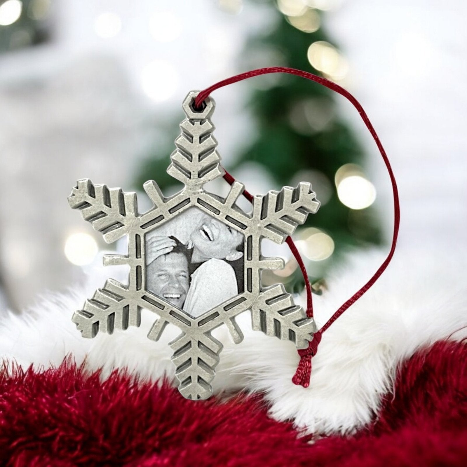Lemontree Pewter Photo Frame Snowflake Ornament