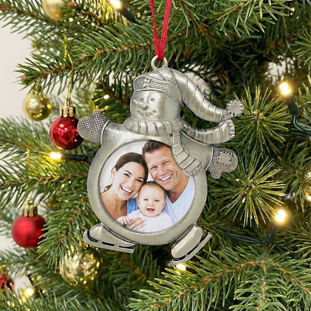Lemontree Pewter Photo Frame Snowman Ornament