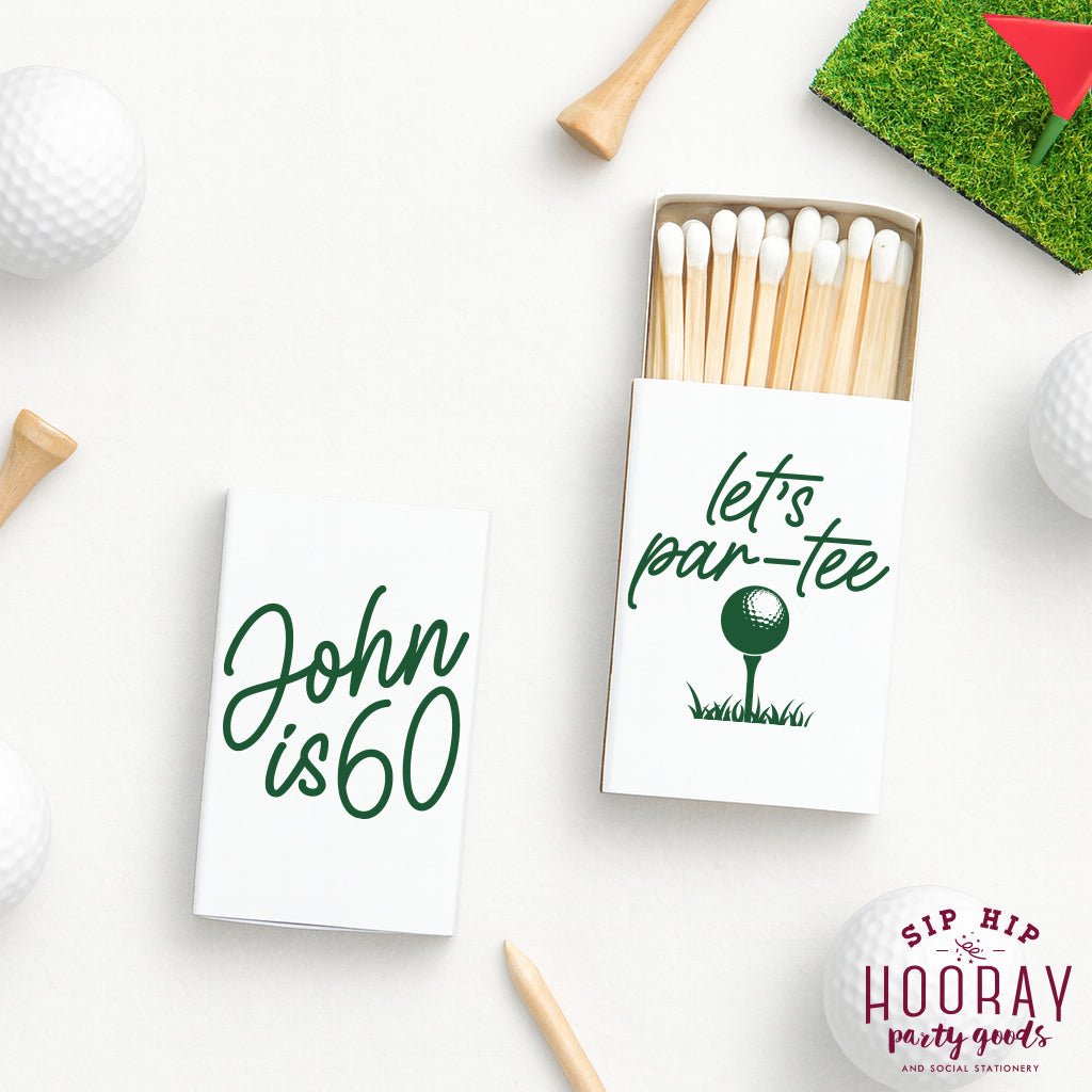 Let's Par Tee Golf Birthday Matchboxes