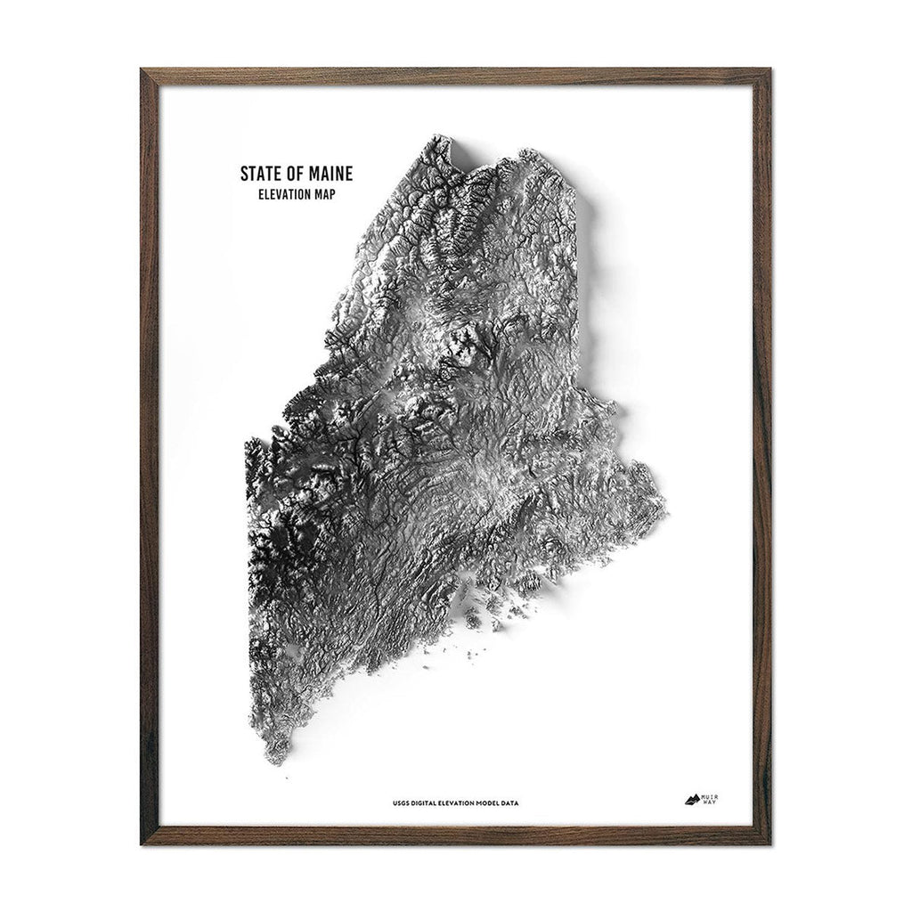 Maine Elevation Map - No Frame