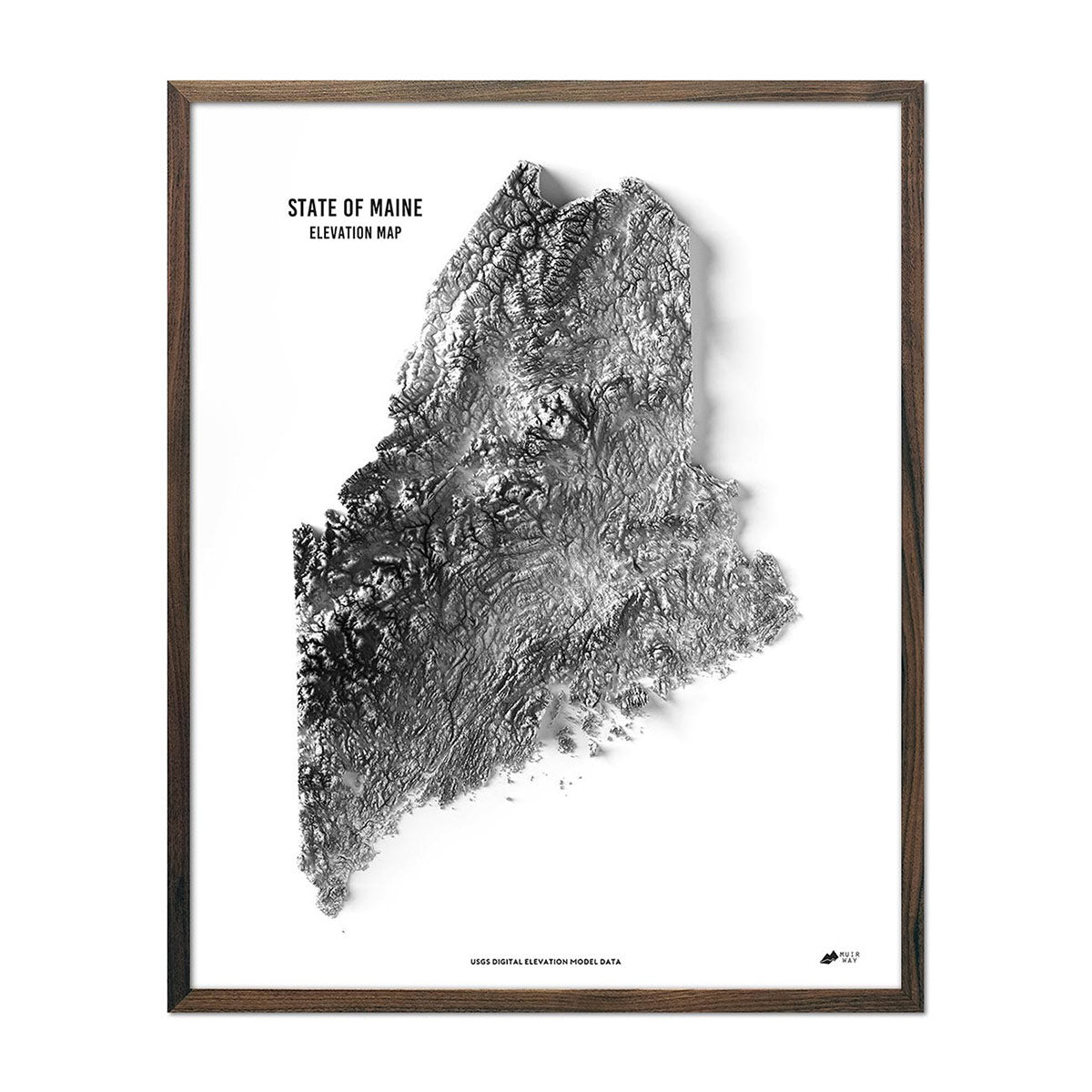 Maine Elevation Map - No Frame
