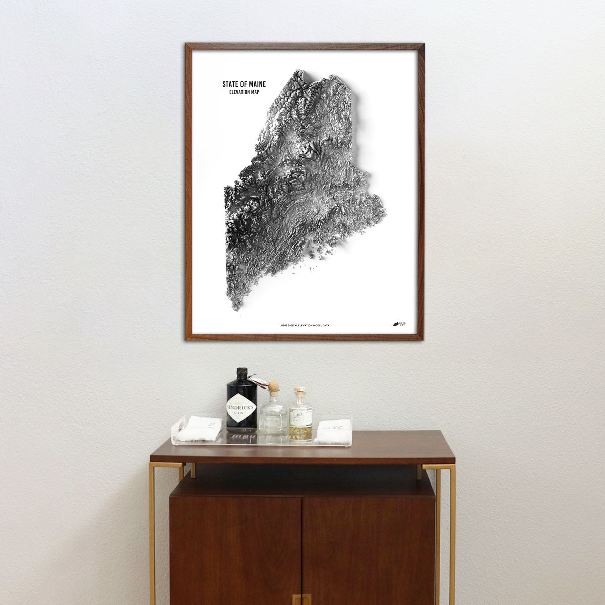 Maine Elevation Map - No Frame