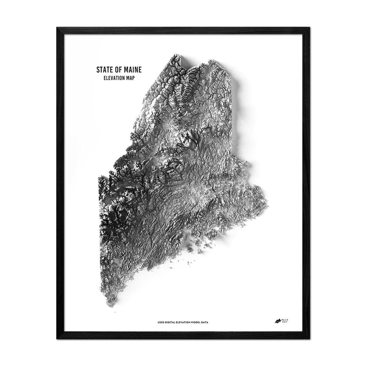 Maine Elevation Map - No Frame