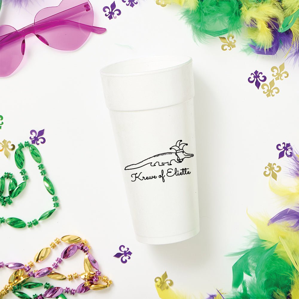 Mardi Gras Gator Custom Foam Cups