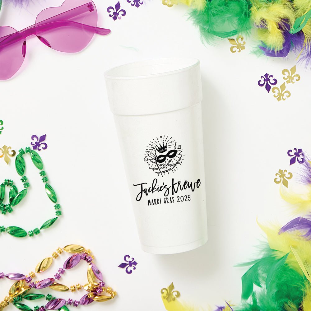 Mardi Gras Krewe Custom Foam Cups