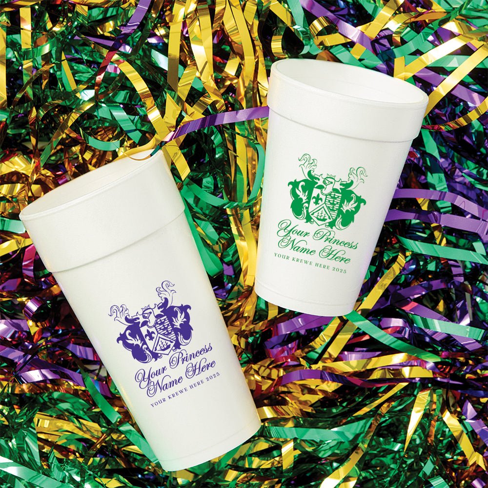 Mardi Gras Princess Crest Foam Cups