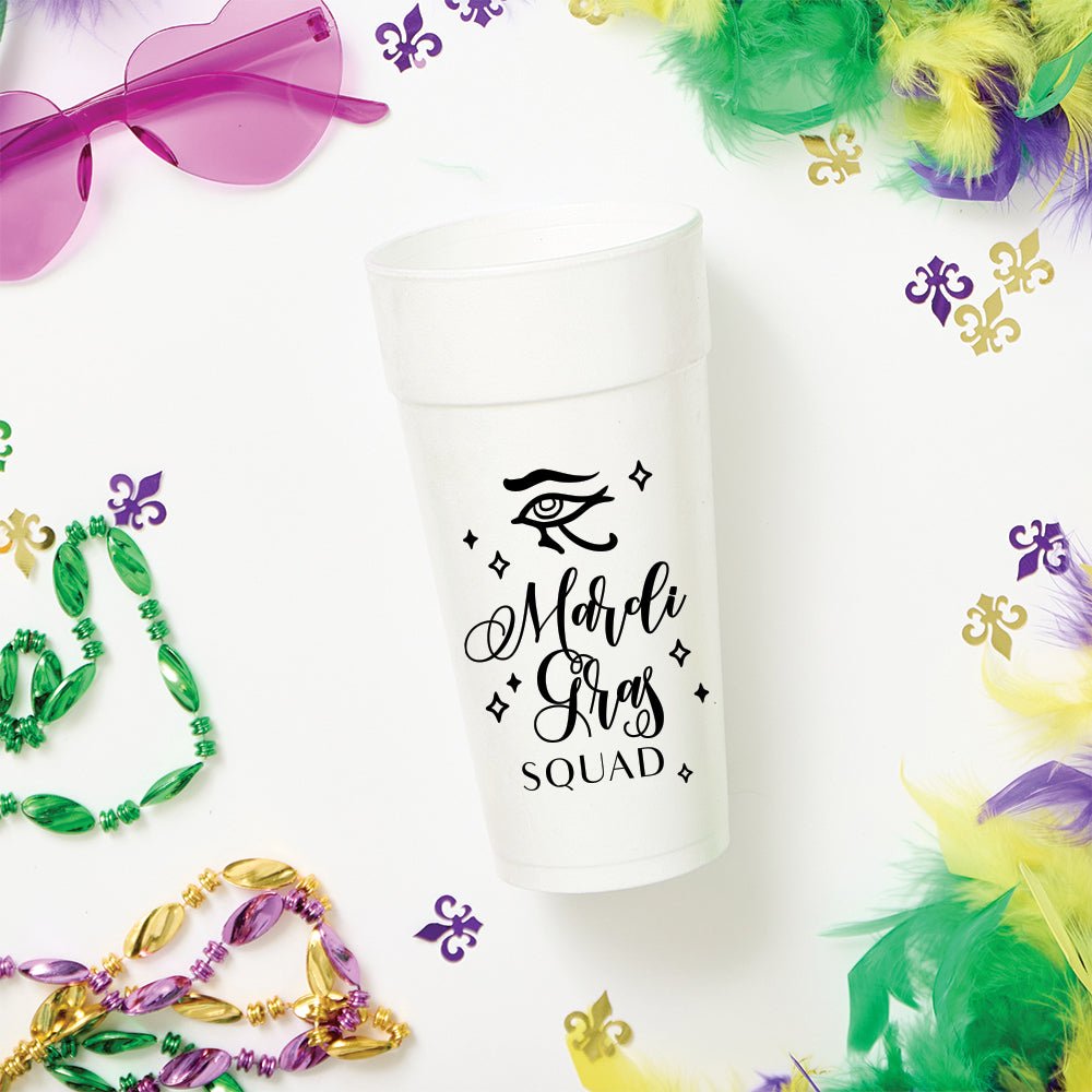 Mardi Gras Squad Custom Foam Cups