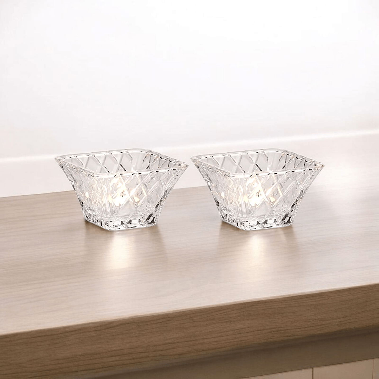Mikasa Diamond Sparkle Votive Tealight Holder - Set of 2