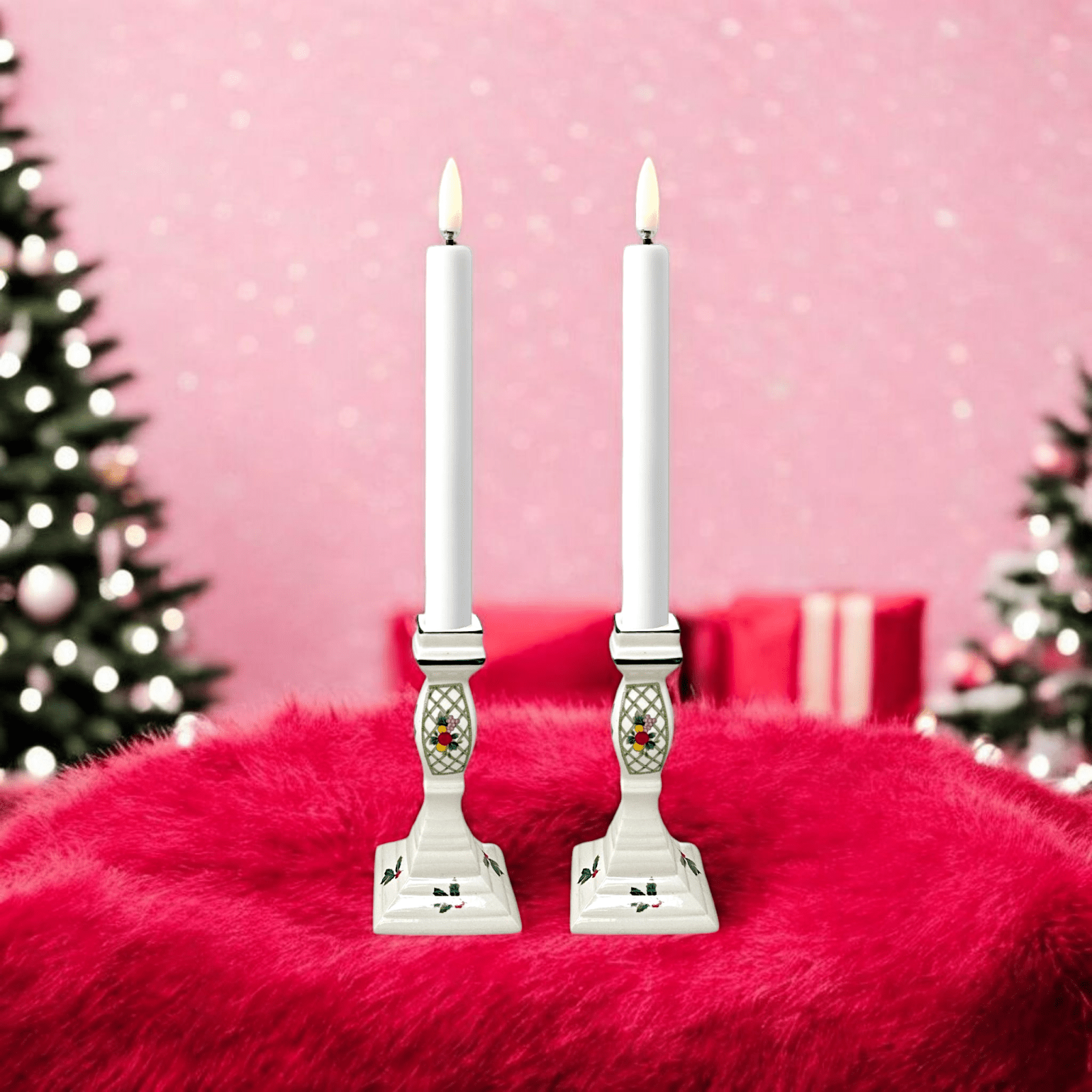 Mikasa Heritage Christmas Story Candle Holder - Pair