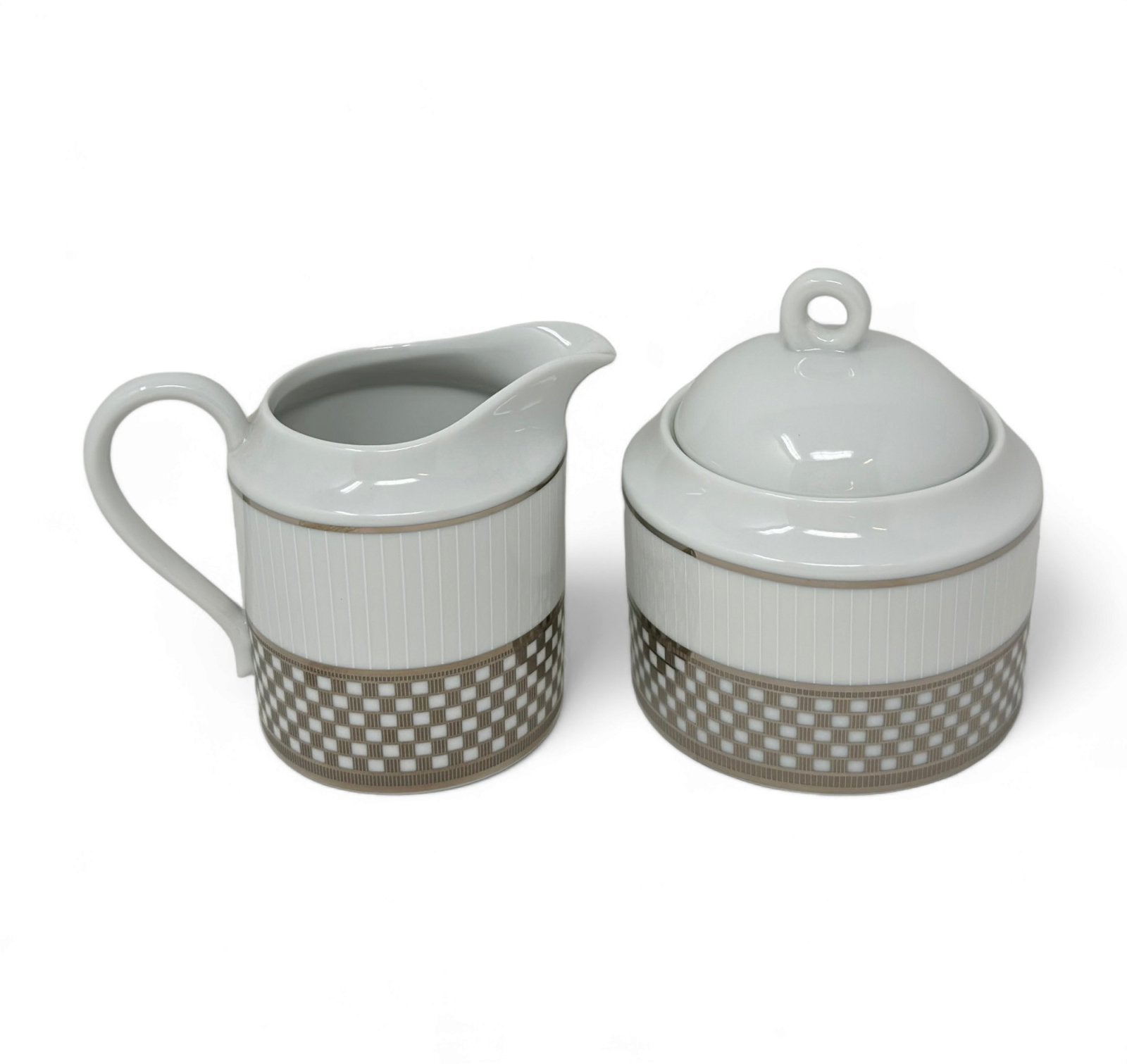 Mikasa Platinum Symmetry Covered Sugar & Creamer Set