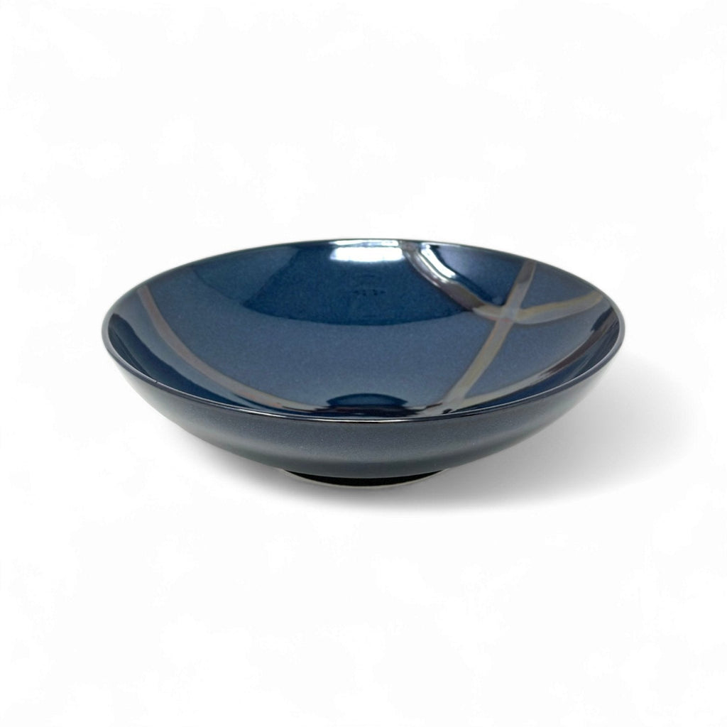 MIKASA SEDONA BLUE STRIPE ROUND VEGETABLE BOWL