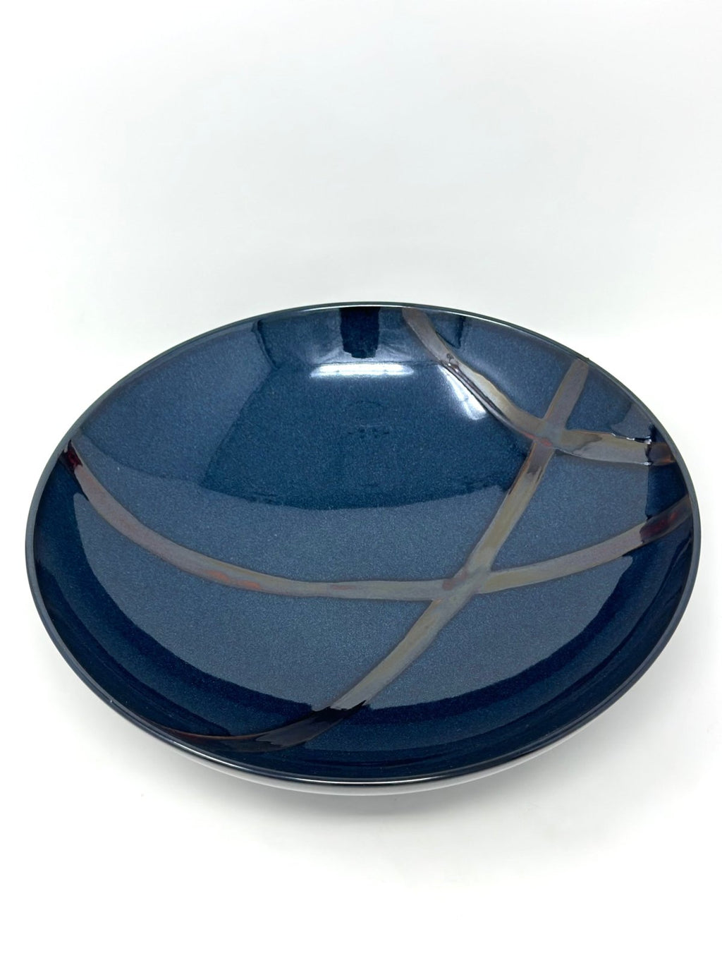 MIKASA SEDONA BLUE STRIPE ROUND VEGETABLE BOWL