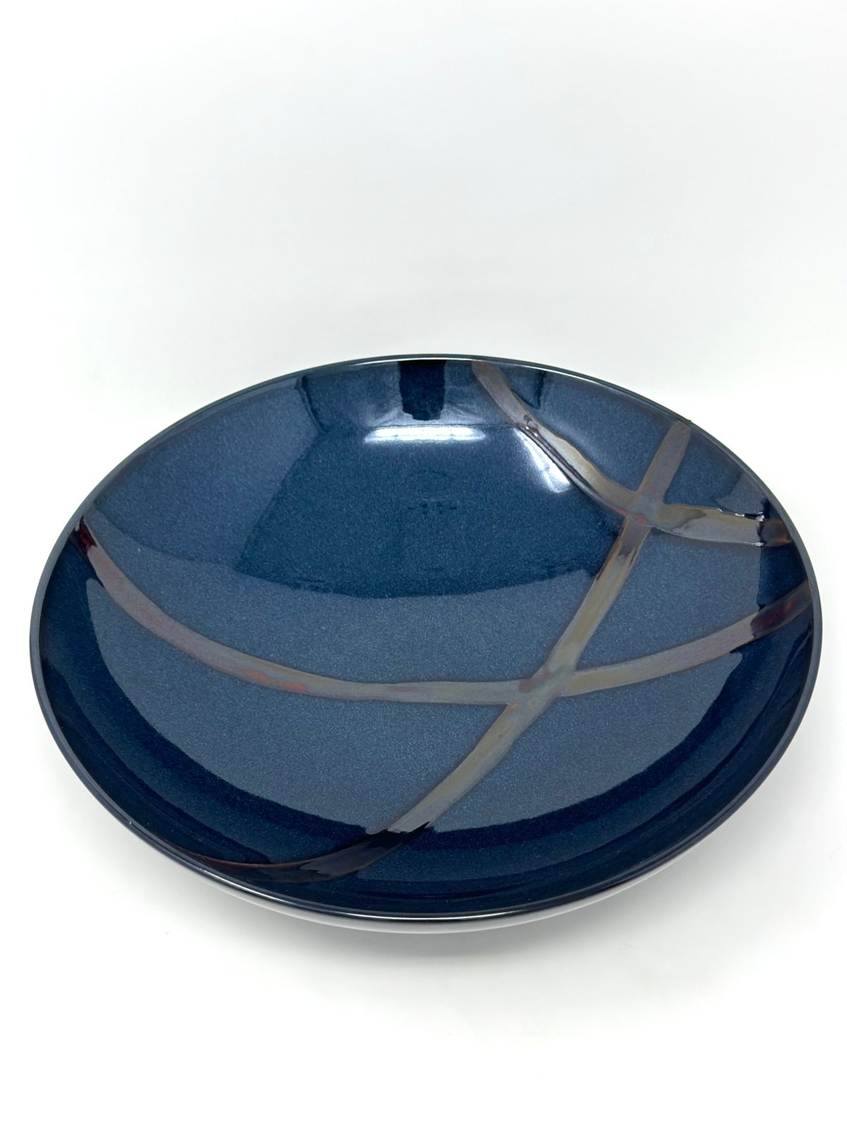 MIKASA SEDONA BLUE STRIPE ROUND VEGETABLE BOWL