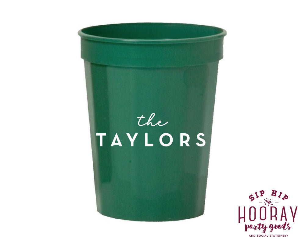 Modern Last Name Fluted 16oz Stadium Cups