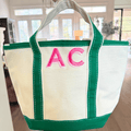 Monogram Embroidered Open Top Canvas Tote Bag