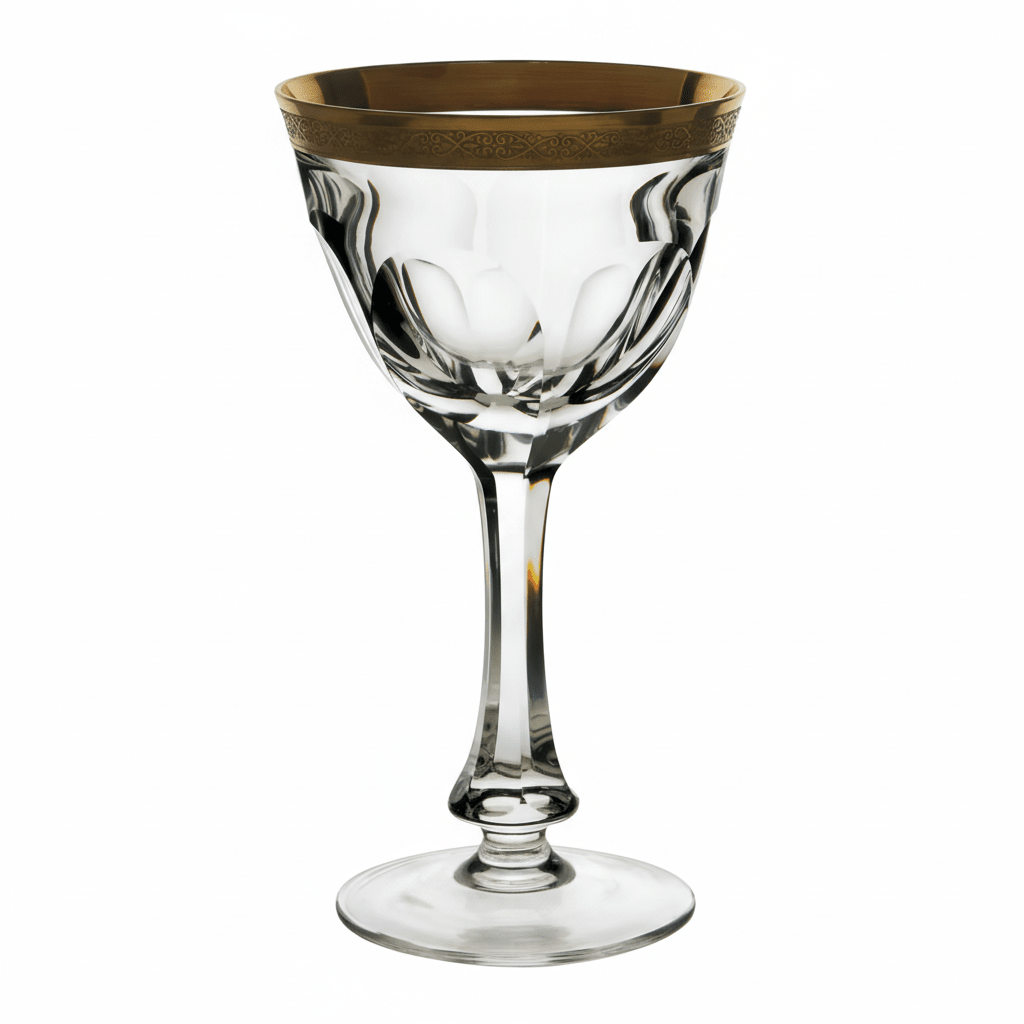 Moser Lady Hamilton Gold Encrusted Band Wine Glass