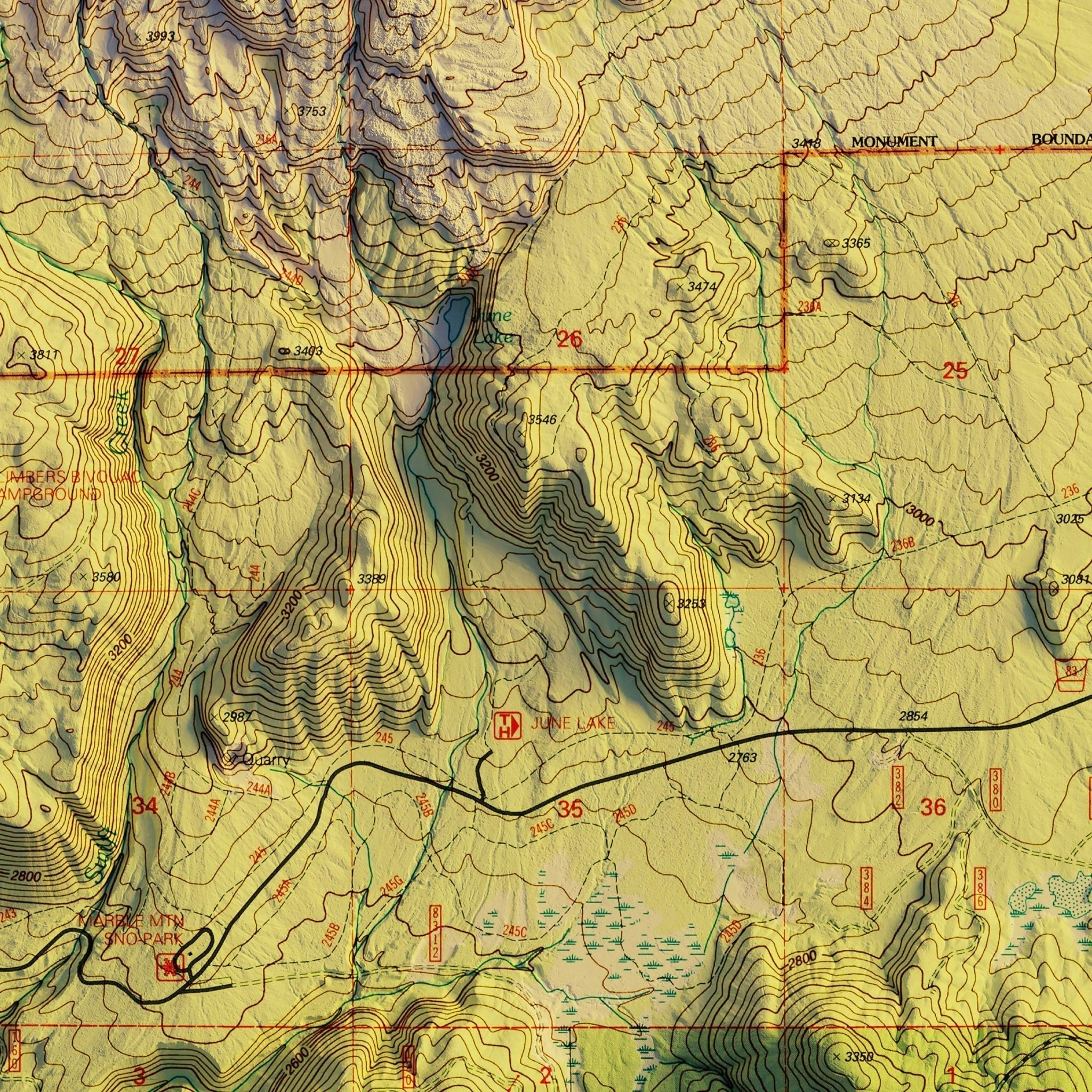 Mount St. Helens, WA 1998 Shaded Relief Map - No Frame