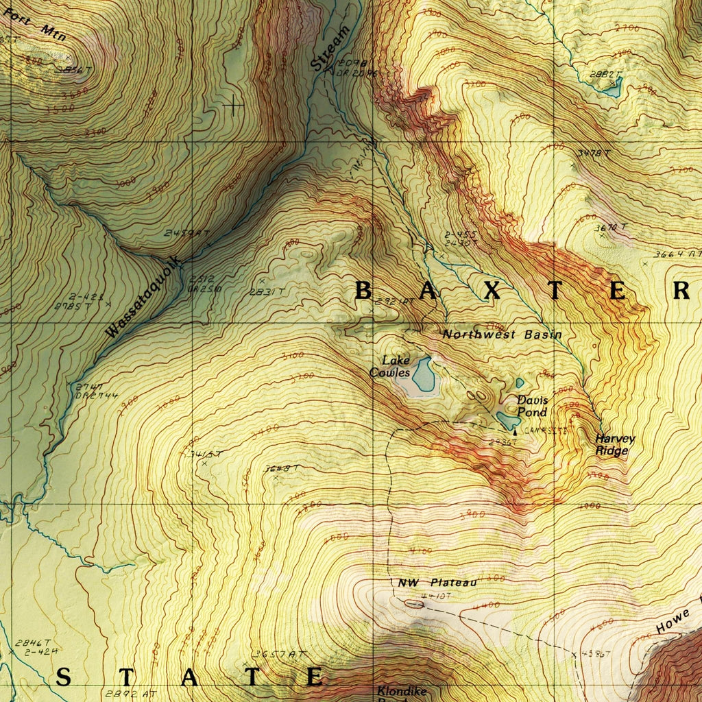 Mt. Katahdin, Maine 1997 Shaded Relief Map - No Frame