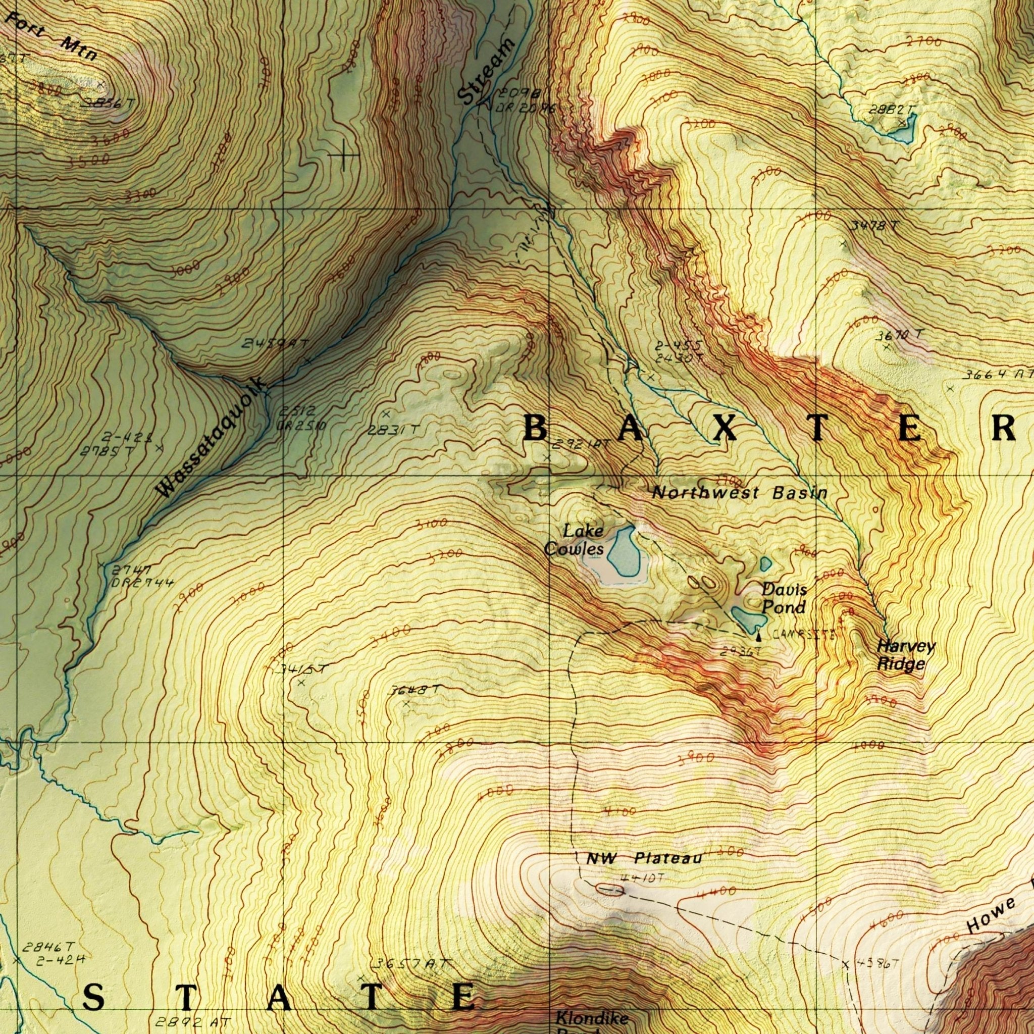 Mt. Katahdin, Maine 1997 Shaded Relief Map - No Frame