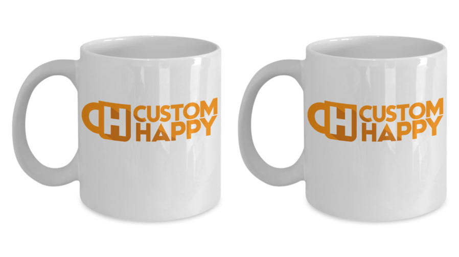 Set of 2x 11 oz White Custom Coffee Mugs
