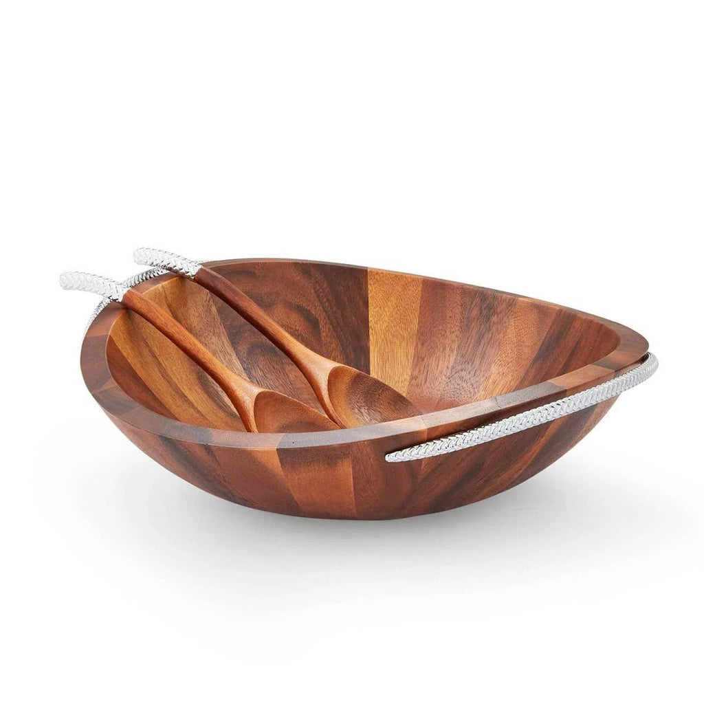 Nambé Braid Salad Bowl With Servers